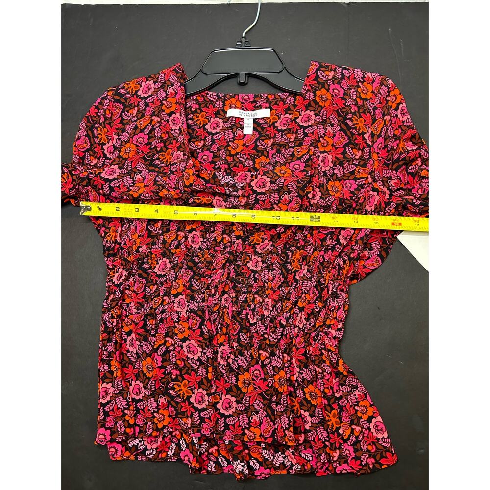 DEREK LAM 10 CROSBY Lilith Floral V Neck Peplum Blouse NWOT SIZE 0 - Picture 7 of 7